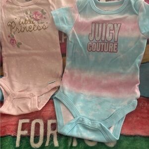 Juicy Couture Pink and Blue Baby Bodysuit Set